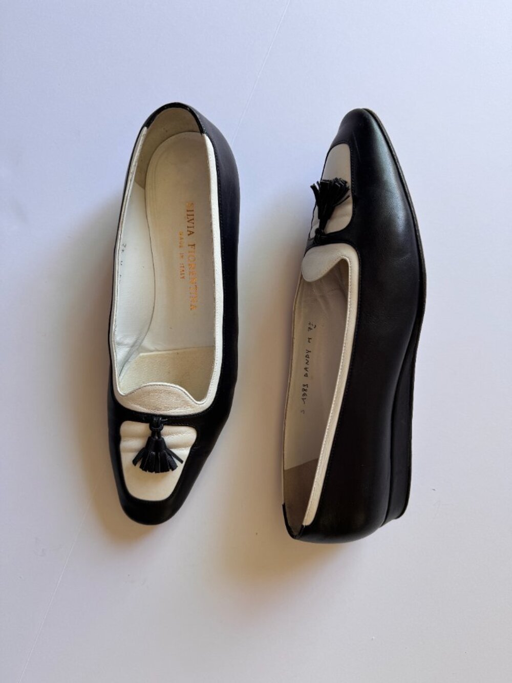 Silvia Fiorentina Navy & White Tassel Leather Loafer size 7.5 – Made in Italy - Picture 7 of 7